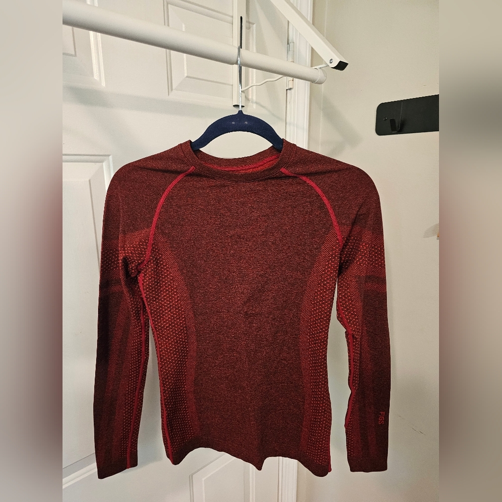 Figs Heather Burgundy Long Sleeve Under Scrub - XS